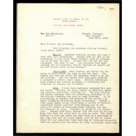 Letter to Secretaries from W. Woon