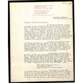 Letter to Secretaries from Samuel Ironside