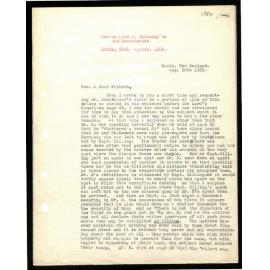 Letter to Secretaries from J. Whiteley