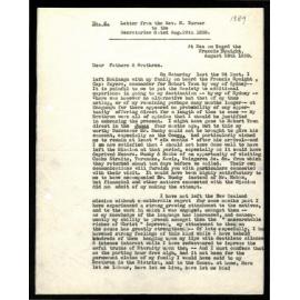 Letter to Secretaries from Rev. N. Turner