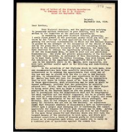 Letter to Chairman of the New Zealand District from Mission Secretaries