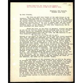 Letter to Mission Secretaries from Rev. W. Woon
