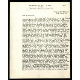 Letter to Secretaries from Rev. J. H. Bumby