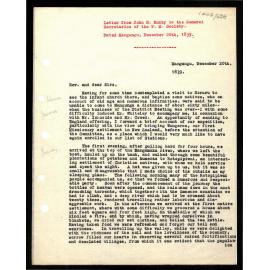 Letter to Secretaries from John H. Bumby