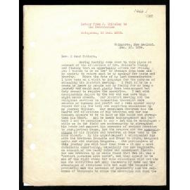 Letter to Secretaries from J. Whiteley