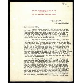 Letter to Secretaries from Joseph Orton