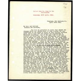 Letter to Secretaries from W. Woon