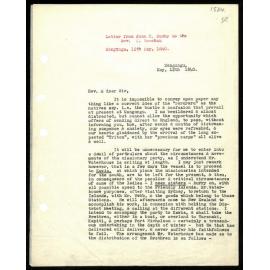 Letter to Rev. J. Beecham from John H. Bumby