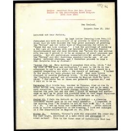 Letter to Secretaries from Rev. James Buller