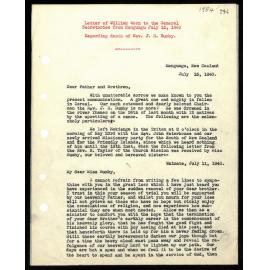 Letter to Secretaries from William Woon