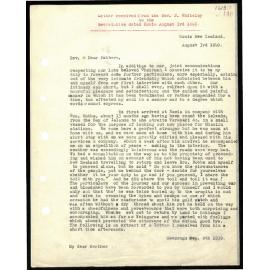 Letter to Secretaries from Rev. J. Whiteley