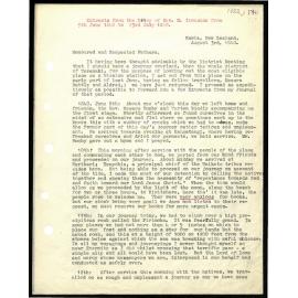 Letter and diary extracts to Secretaries from Rev. S. Ironside