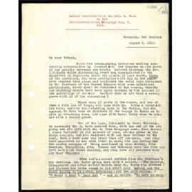 Letter to Secretaries from Rev. W. Woon