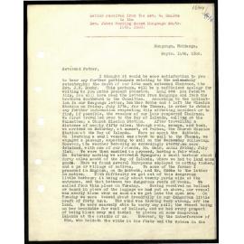 Letter to Rev. Jabez Bunting from Rev. G. Smales