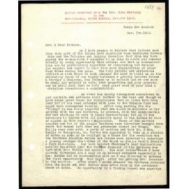 Letter to Secretaries from Rev. John Whiteley