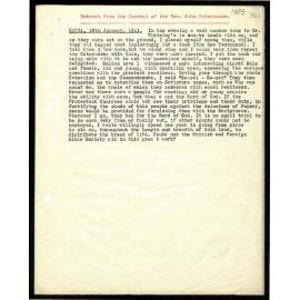 Extract from journal of Rev. John Waterhouse