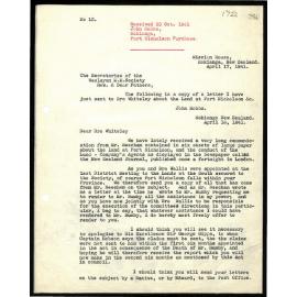 Letter to Secretaries from John Hobbs