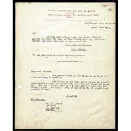 Letter to Secretaries from Rev. John Aldred
