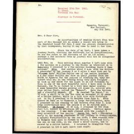 Letter and journal extracts to General Secretaries from Charles Creed