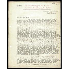 Letter to Secretaries from Rev. W. Woon