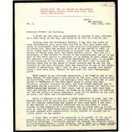 Letter to General Scretaries from Rev. G. Buttle
