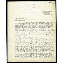 Letter to Rev. William Naylor from Rev. W. Woon