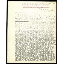 Letter to General Secretaries from Rev. W. Woon