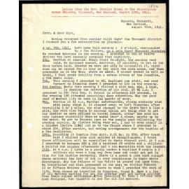 Letter to Secretaries from Rev. Charles Creed, Ngamotu