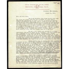 Letter to Secretaries from Rev. W. Woon
