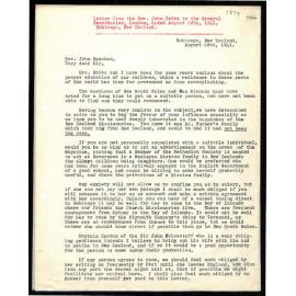 Letter to Secretaries from Rev. John Hobbs