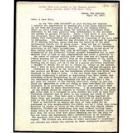 Letter to Mission Secretaries from John Warren