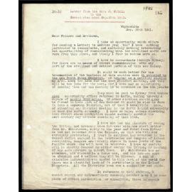 Letter to Secretaries from Rev. J. Watkin