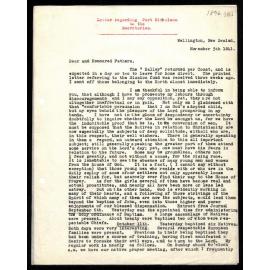 Letter to Secretaries from John Aldred