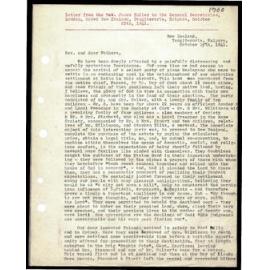 Letter to General Secretaries from Rev. James Buller