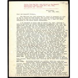 Letter to General Secretaries from Rev. John Aldred