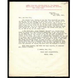 Letter to General Secretaries from Rev. William Woon