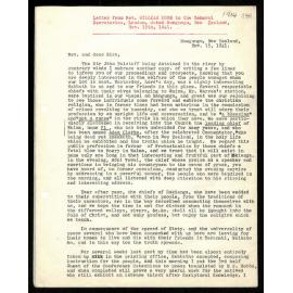 Letter to General Secretaries from Rev. William Woon