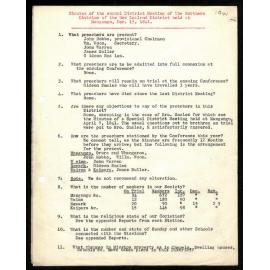 Minutes of Annual District Meeting of the Northern Division of the New Zealand District to Secretaries (?) from William Woon