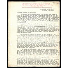 Letter to General Secretaries from Rev. William Woon