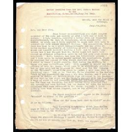 Letter to Secretaries from Rev. Gideon Smales