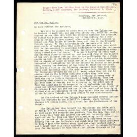 Letter to General Secretaries from Rev. William Woon