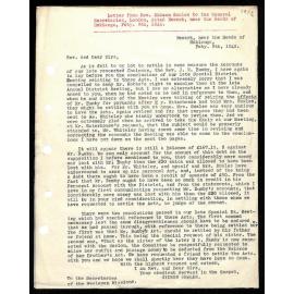 Letter to General Secretaries from Rev. Gideon Smales