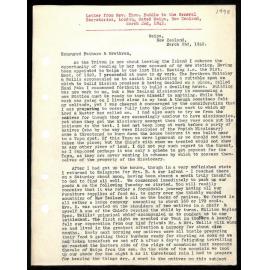 Letter to General Secretaries from Rev. Thos Buddle