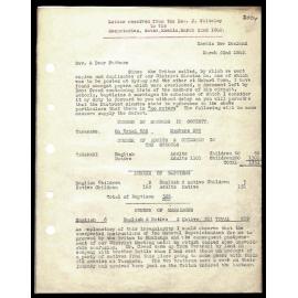 Letter to Secretaries from Rev. J. Whiteley