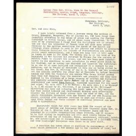 Letter to General Secretaries from Rev. William Woon