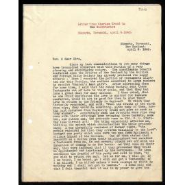 Letter to Secretaries from Rev. C. Creed