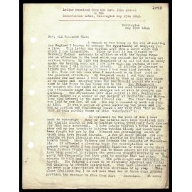 Letter to Secretaries from Rev. John Aldred