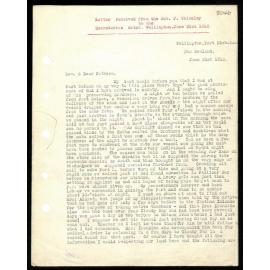 Letter to Secretaries from Rev. J. Whiteley