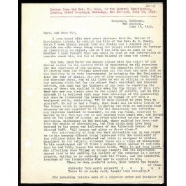 Letter to General Secretaries from Rev. W. Woon