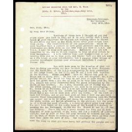 Letter to Rev. J. Orton from Rev. W. Woon
